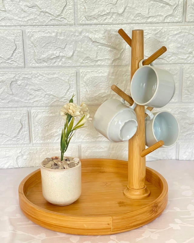 Porte-tasse en forme d'arbre en bambou