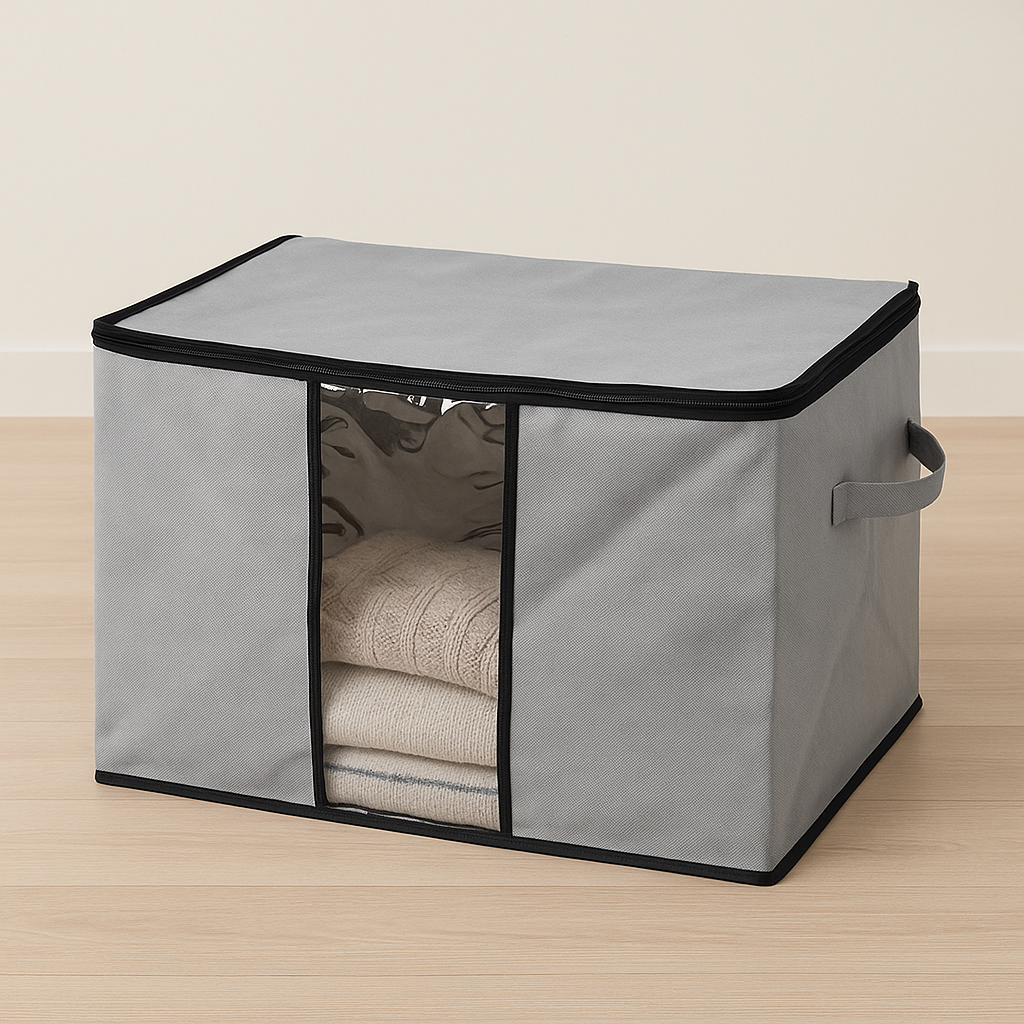 Boîte de Rangement en Tissu – avec Fenêtre Transparente