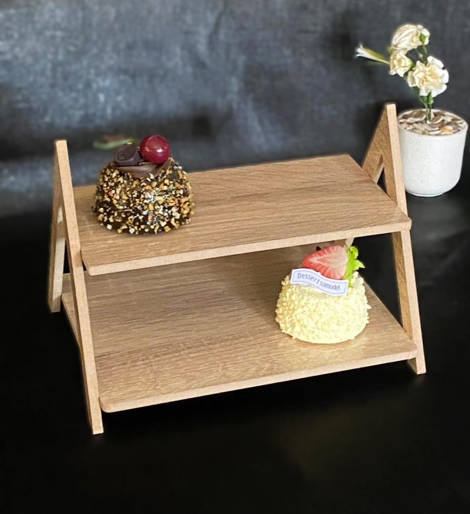 Support de présentoir à 2 niveaux en bois