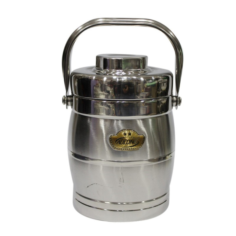 Aulun Stainless Steel Tiffin Hot Case Double Layer Heat Preservation 2.5 Ltr