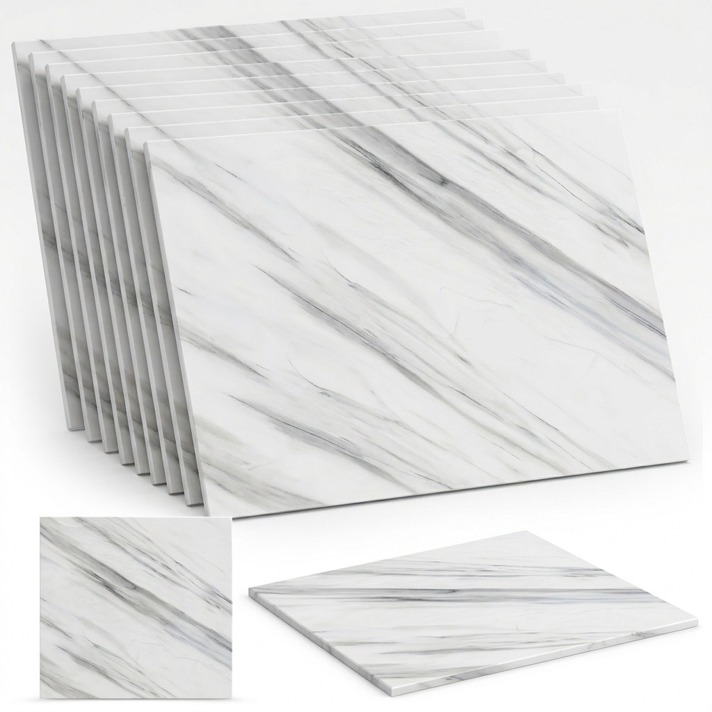 Pack de 10 panneaux muraux adhésif aspect marbre