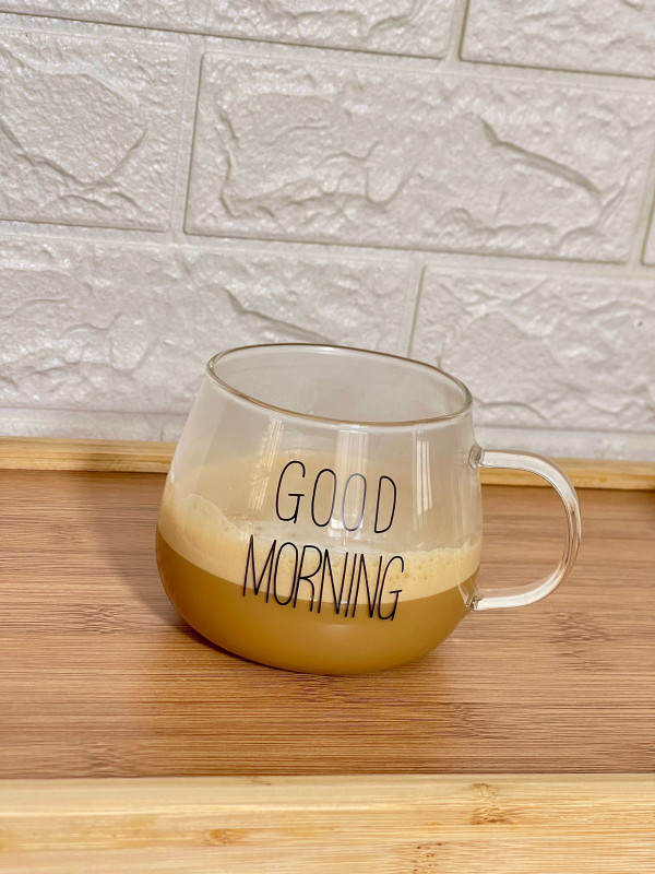 Tasse à café en verre "GOOD MORNING" 350ml