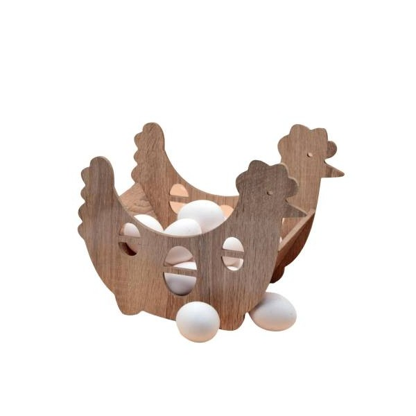 Porte œuf forme poule en bois