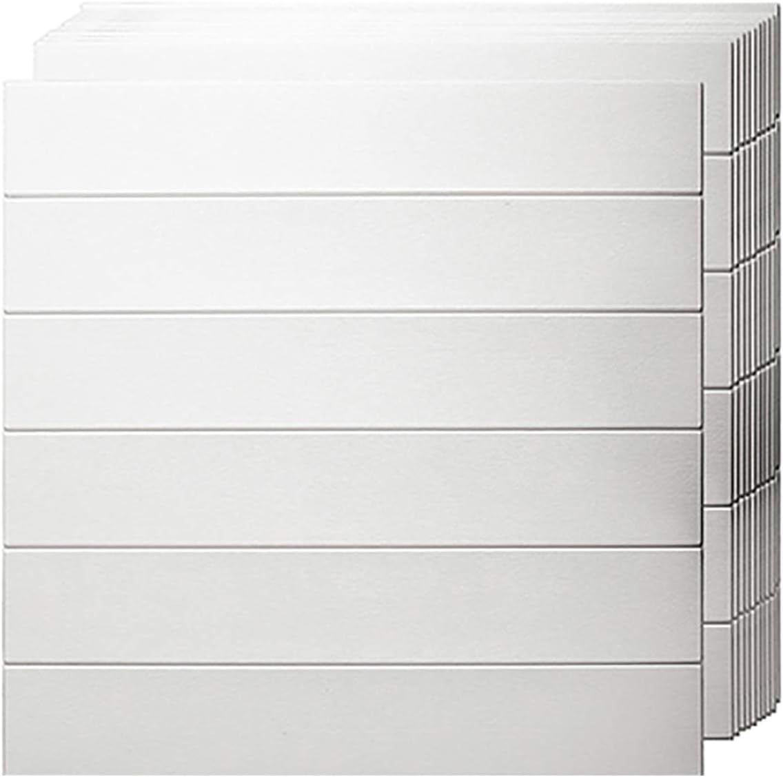 Pack de 10 panneaux muraux décoratif 3D blanc à rainures horizontales