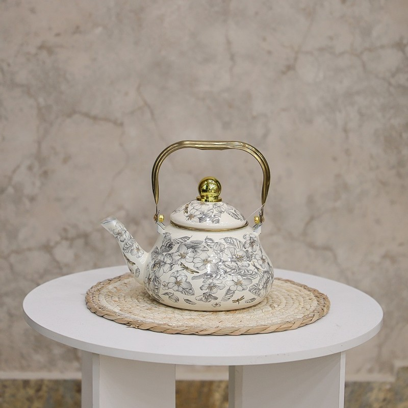 Théière En Émail Épaissie Classique avec poignée doré