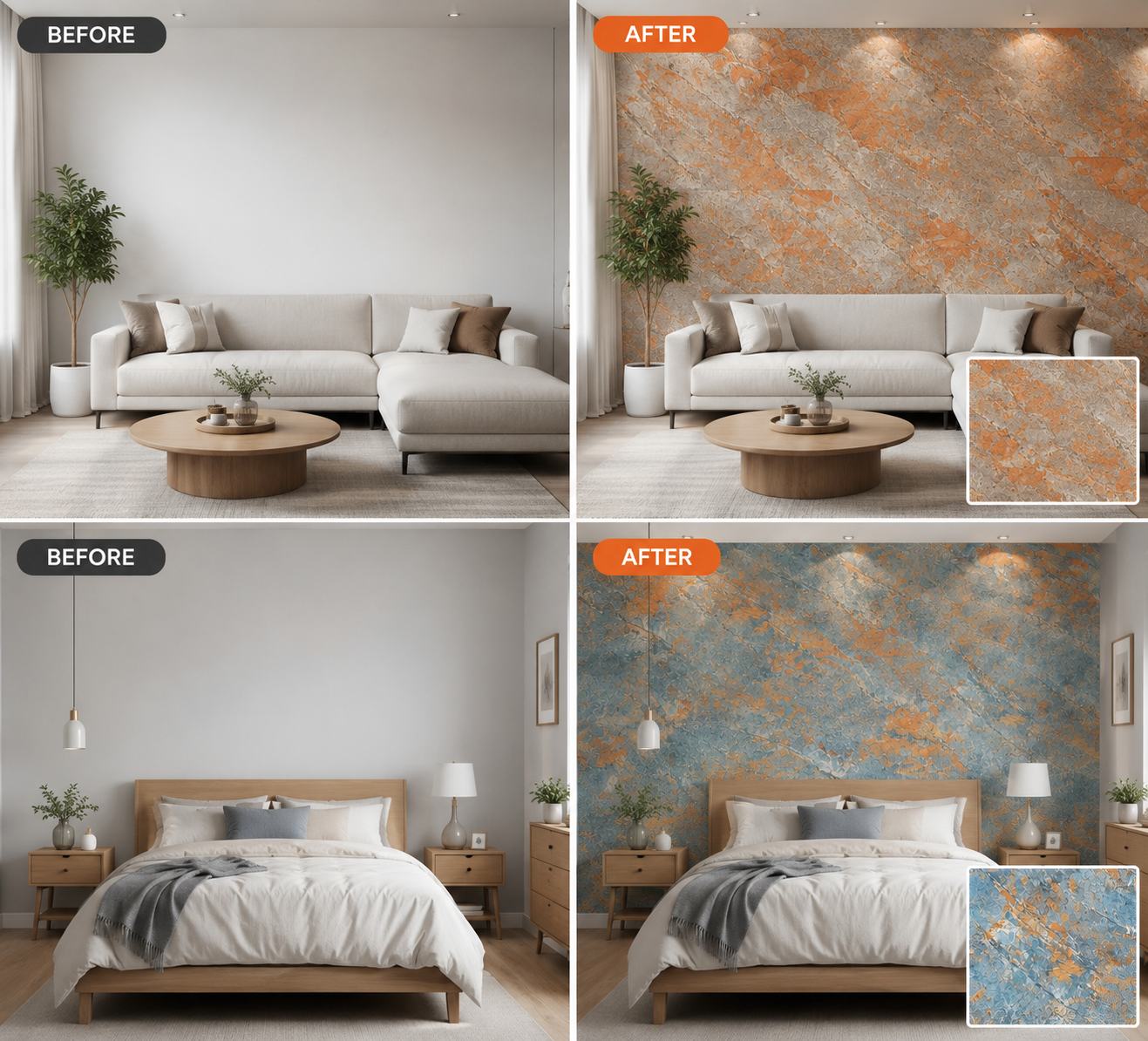 pack de 10 panneaux Adhésifs Muraux 3D – Effet Pierre