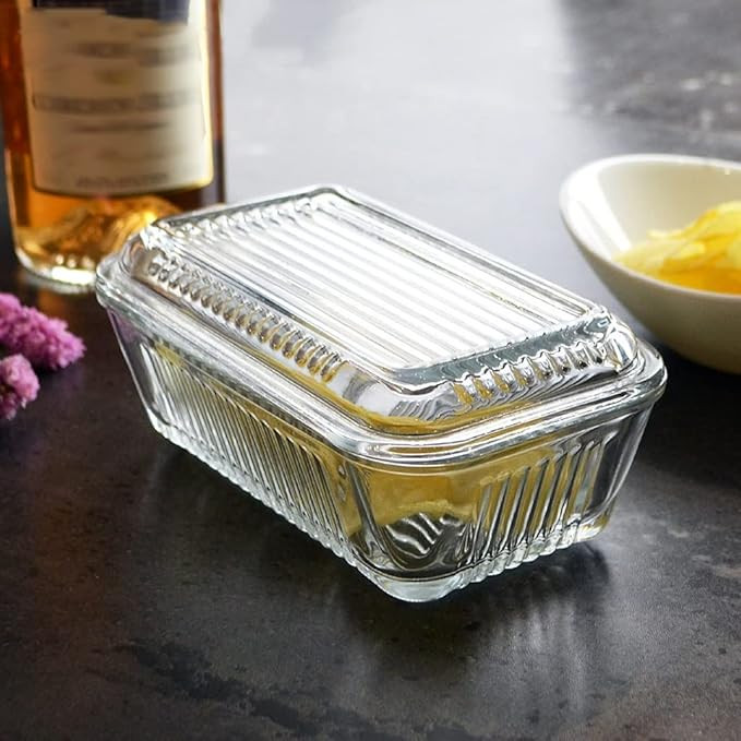 Beurrier en verre PASABAHCE carré