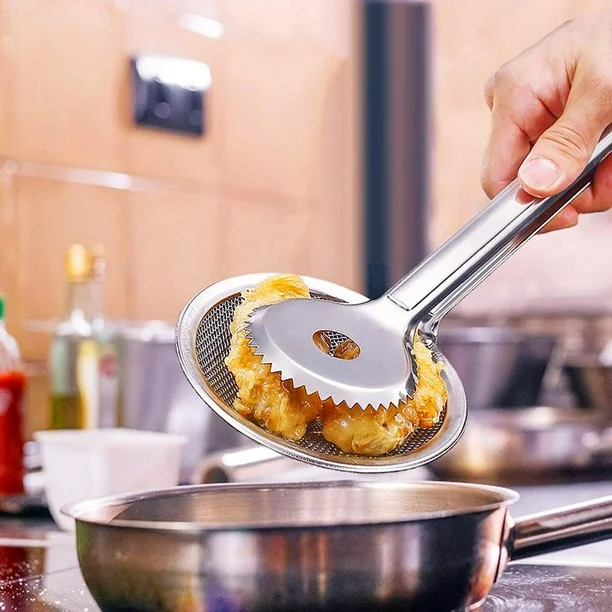 Pince à Friture à Maille Filtrante Multifonction en Acier Inoxydable