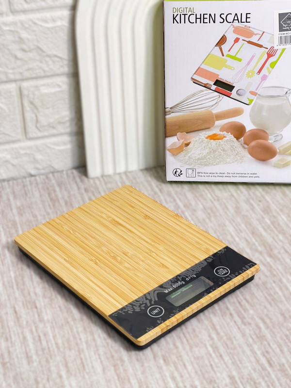 balance de cuisine en bois de bambou
