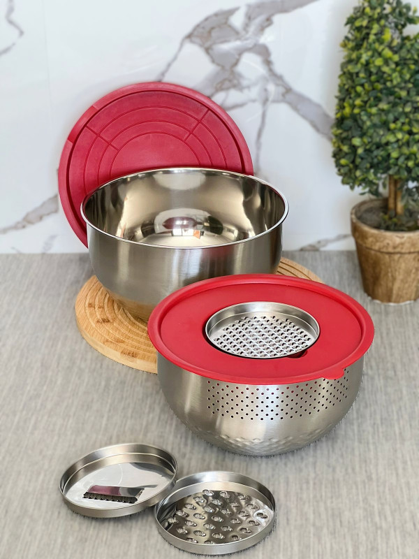 Ensemble de 2 bols à mélanger avec couvercle cet 3 accessoires
